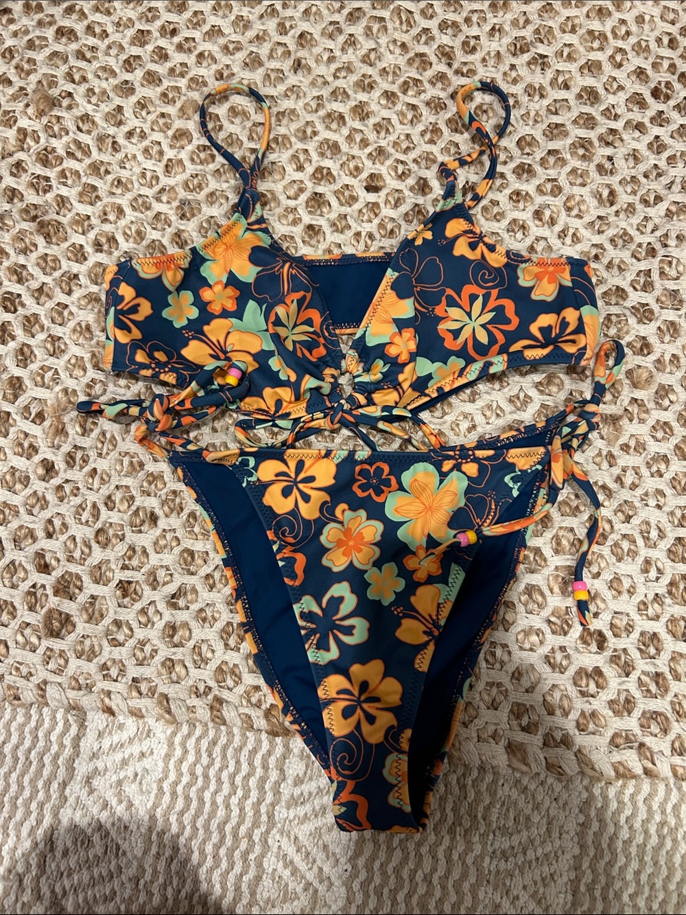 PAC sun Two-Piece Swim Bikini — Orange & Yellow Flowers